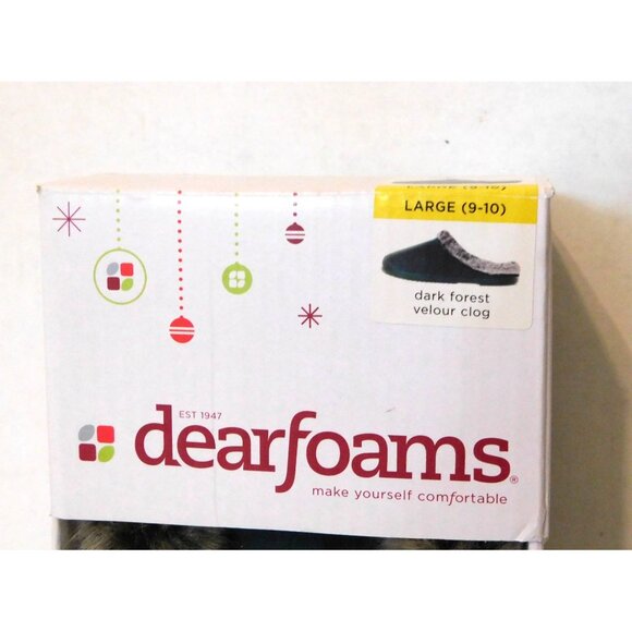 Dearfoams Slippers Womens L 9-10 Dark Forest Green Velour Indoor Outdoor - Picture 9 of 10